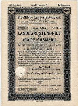 Облигация 4,5% 100 рейхсмарок 1939 года Германия