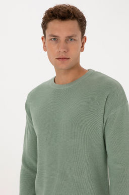 Erkek Comfort Fit Bisiklet Yaka Ye_il Melanj Basic Kazak - U.s. polo assn фото 2