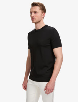 Siyah Slim Fit Bisiklet Yaka Triko Ti__rt