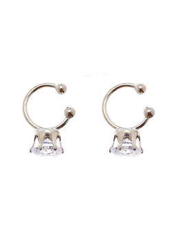 Цена за 2 шт. Серьги Каффы набор 2 шт., стразик, белые в серебре