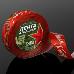 Лента атласная С Днём Победы!, 25 мм 23 1 м, цвет красный