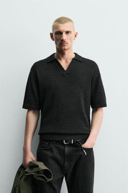 POLO PUNTO RELAXED FIT TEXTURA / Negro - Zara фото 2