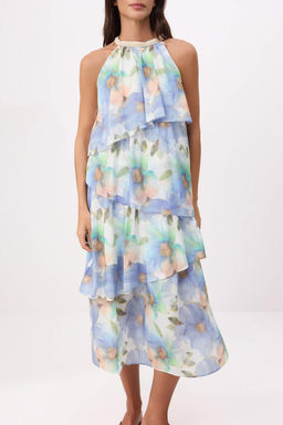 Mavi Desenli Deniz Kabugu Aksesuarl? Maxi Dokuma Elbise TWOSS26EL00663 - Trendyolmilla фото 3