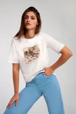 Арт. 3198 Футболка женская 44-52 (5 шт) Цвет:молочный