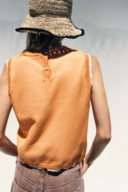 DOUBLE-LAYER KNIT LINEN BLEND TOP - Zara фото 5