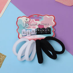 Цена за 6 шт. Набор для волос «Спорт», 12 шт.: 6 резинок, 6 крабиков, чёрный, белый