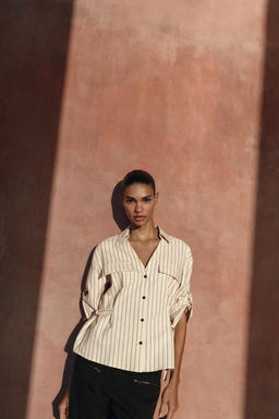 CAMISA SAFARI RAYAS / Crudo - Zara фото 3
