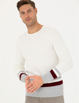 Ekru Slim Fit Bisiklet Yaka Triko Kazak - Pierre cardin фото 3
