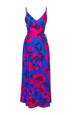 Cicek Desenli Dokuma Baglama Detayl? Maxi Plaj Elbise TBESS24EL00098