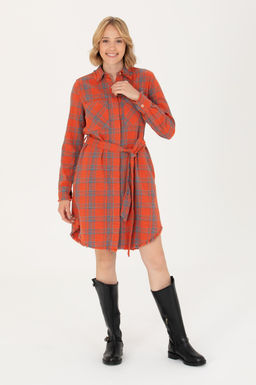 Kad_n Turuncu Jean Elbise