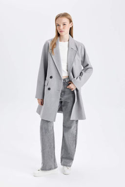 Ruzgar Gecirmez Uzun Kase Kaban Oversize Genis Kal?p Kruvaze Yaka Dugmeli - Defacto фото 3