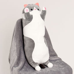 Мягкая игрушка Котик с пледом, 65 см, цвет серый - Simaland фото 5