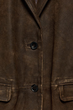 ZW COLLECTION LIMITED EDITION 100% SUEDE LEATHER BLAZER - Zara фото 8