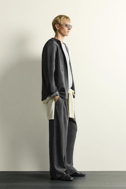 PANTAL?N FLUIDO RELAXED FIT RAYAS / Gris antracita - Zara фото 4