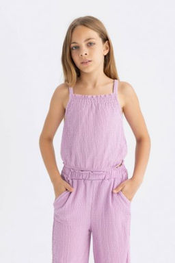 K?z Cocuk Elastik Yaka Ask?l? Bluz