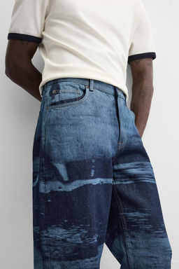 PRINTED RELAXED FIT JEANS - Zara фото 6