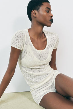 CHUNKY KNIT T-SHIRT WITH SATIN BOW - Zara фото 2
