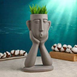 Фигурное кашпо для цветов Голова юноши, 600 мл, h=26 см, керамика, серое - Take it easy фото 2