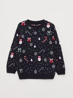 Bisiklet Yaka Y?lba?? Temal? Uzun Kollu Erkek ?ocuk Triko Kazak - Waikiki фото 3