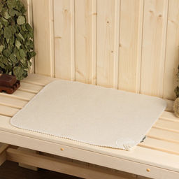 Набор для бани Белый без вышивки шапка, варежка, коврик в плёнке - Добропаровъ фото 2