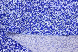 Бязь Белые огурчики на васильковом, ш.1.5м, хлопок-100 %, 120гр/м.кв - Купава фото 4