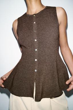 RIB PEPLUM BUTTON TOP - Zara фото 3