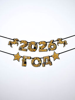 Гирлянда на ленте Новый год 2026, лошади, 150 см
