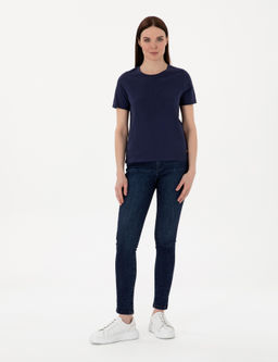 Lacivert Regular Fit Bisiklet Yaka Basic Ti__rt