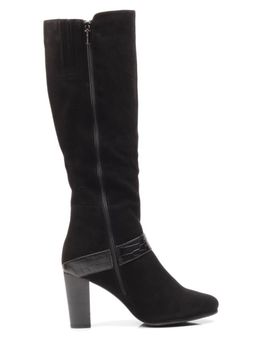 02-MB051-211M BLACK Сапоги зимние женские (натуральная замша, натуральный мех (еврозима))