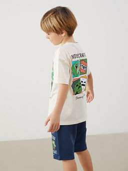 Bisiklet Yaka Minecraft Bask?l? Erkek ?ocuk Ti??rt