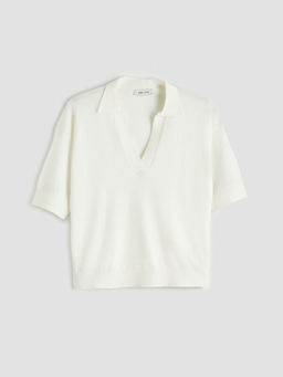 Polo Yaka Oversize Kad?n Triko Kazak