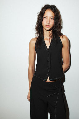 TROUSERS WITH TIE AND TOPSTITCHING - Zara фото 3