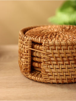 Подставка под горячее, 10 см, набор 6 шт., ротанг