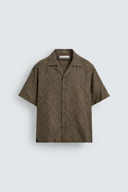 CAMISA RELAXED FIT JACQUARD TEXTURA / kaki-med - Zara фото 8