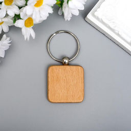 Цена за 12 шт. Деревянный брелок для ключей на кольце под нанесение «Квадрат», закруглённые углы, 4×4 см
