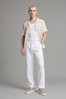 %100 Keten W_de Leg Pantolon