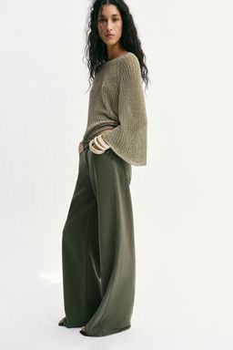 JEANS Z1975 WIDE LEG TIRO ALTO FLUIDO / Khaki - Zara фото 4