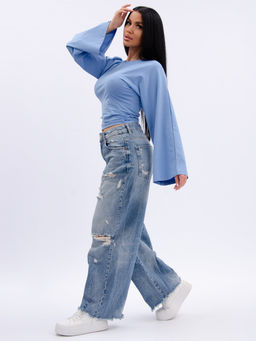 Лонгслив "Аида 3" голубой, кулирка с лайкрой