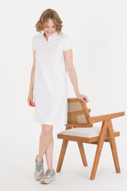 U. S. Polo Assn Женское белое трикотажное платье с воротником-поло