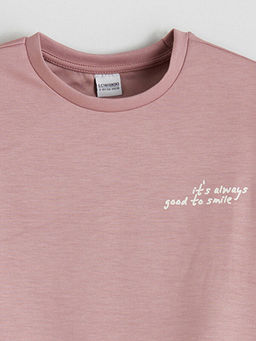 Bisiklet Yaka Yaz? Bask?l? K?z ?ocuk Soft Touch Sweatshirt