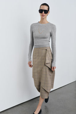 ZW COLLECTION CHECK RUFFLED SKIRT - Zara фото 9