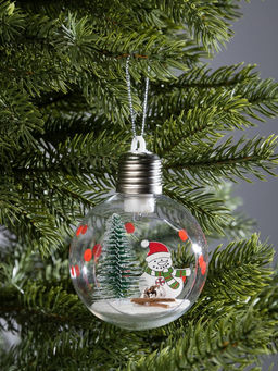 Ёлочный шар Снеговик, d=8 см, 1 LED, от батареек, свечение тёплое белое - Luazon lighting фото 3