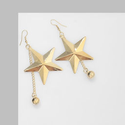 Серьги висячие Звезда с цепочками, цвет золото, 8см - Queen fair фото 2