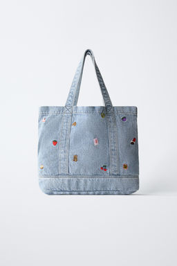 SHOPPER DENIM BORDADOS / Azul