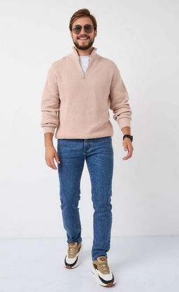 Джемпер мужской с воротником-стойкой на молнии P321-15629 бежевый - Primm фото 8