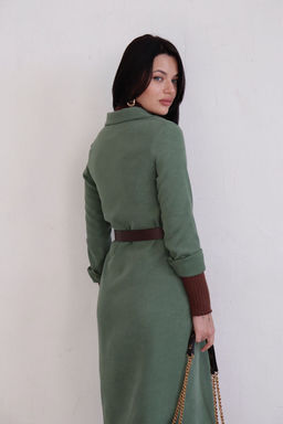 10896 Платье-рубашка из микровельвета папоротник - Martichelli фото 11