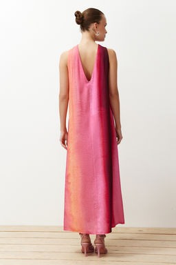 TRENDYOLMILLA Pembe Duz Kesim Yaka Detayl? Maxi Dokuma Elbise TWOSS24EL00387 фото 14