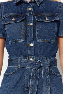 Trendyolmilla Mavi Kemerli Denim Tulum TWOSS20TU0156  фото 5