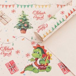 Бумага упаковочная крафт белый Новогоднее настроение, 70 х 100 см,1 лист,