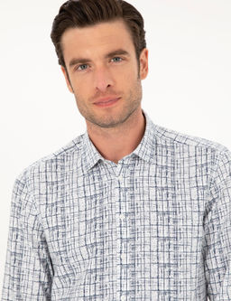 Темно-синяя приталенная рубашка с длинным рукавом - Cacharel фото 2